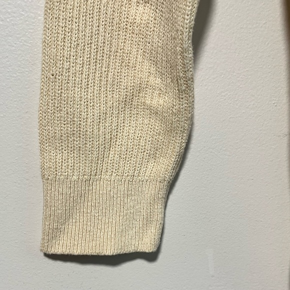 L.L. Bean Women’s V-Neck Cotton Sweater – Cream Textured Knit Pullover, Size L - Picture 4 of 9